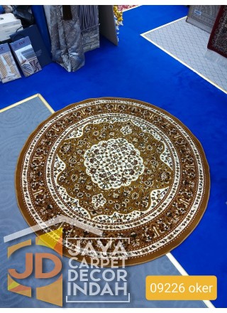 Permadani New Kashan Bulat 09226 OKER  ukuran 160 x 160 cm